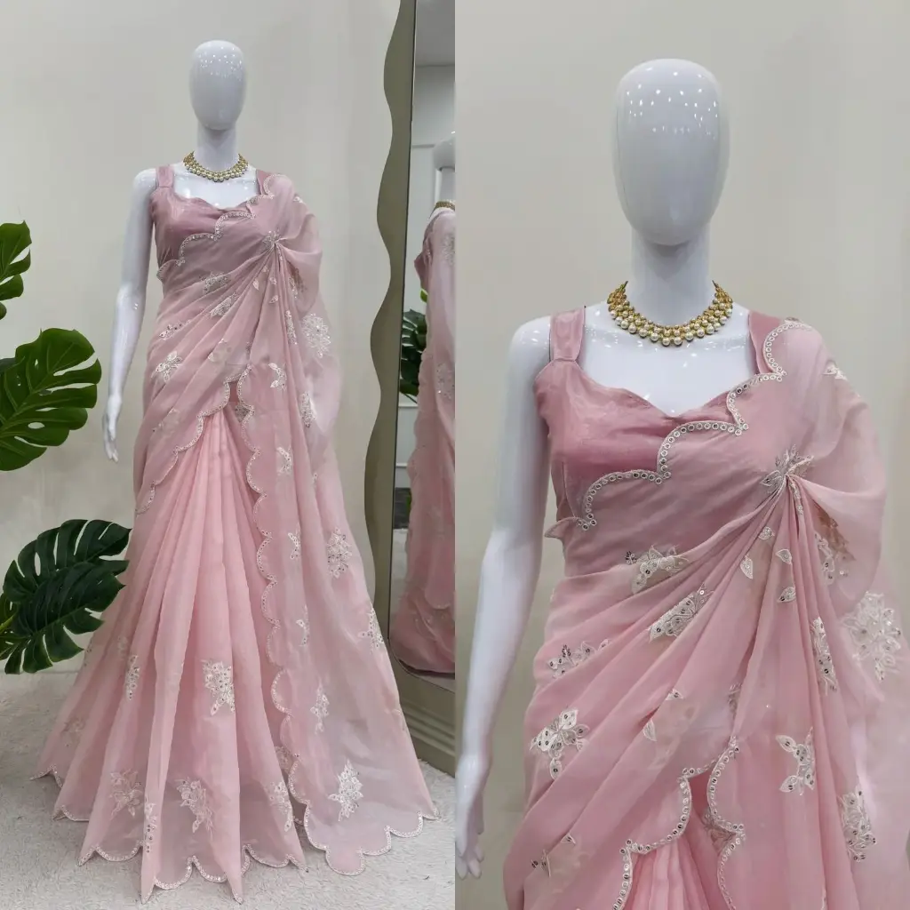 Designer Pink Partywear Saree