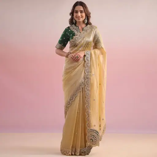 Designer Twill Net Partywear Saree