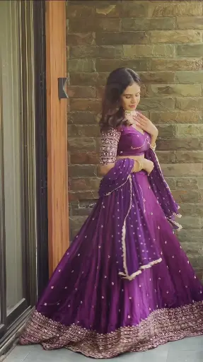 Beautiful Satin Sequence Work Lehenga