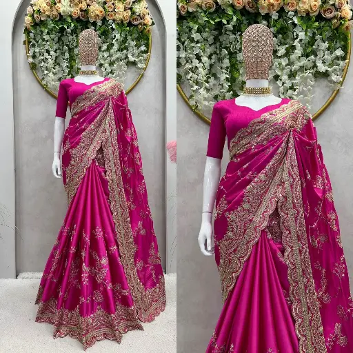 Designer Japan Satin Silk Saree